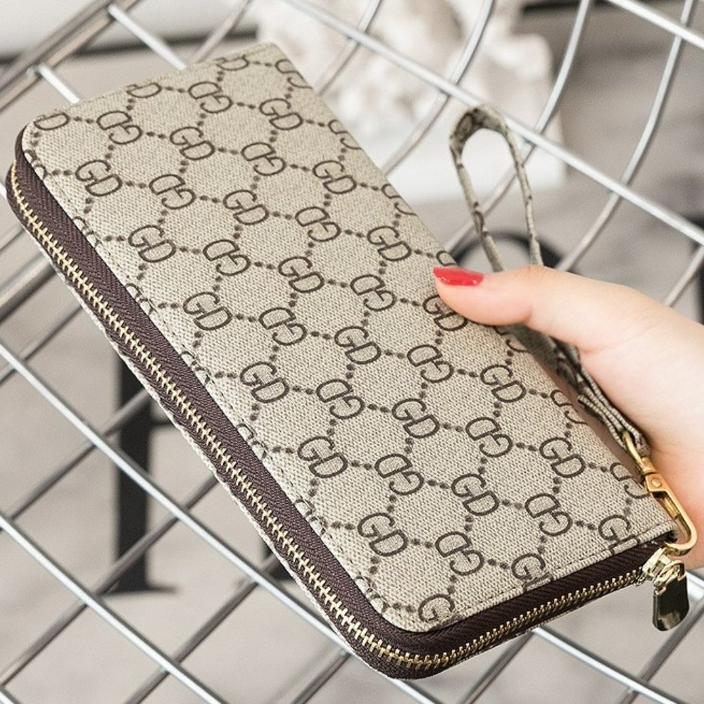 New brown zip around clutch wallet